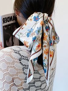 Khăn Choàng Cổ Họa Tiết Hoa Kiểu Pháp Cổ Điển Nhỏ Dài Phụ Kiện Tóc Nữ Thời Trang Mùa Hè 180cm Khăn Choàng Cổ Đa Năng