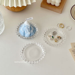 Minimalist Modern Glass Candle Holder Ins Simple Beading Transparent Crystal Candle Tray for Home Decor Vit Corner