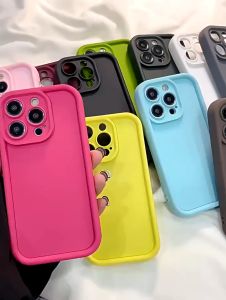 Casing For Realme C53 C51 C55 C11 C12 C15 C21 C25 C25S 5 5i 6i 5S C17 C20 C35 C67 C3 7i 9i 11 12 Lite Narzo N53 60X Luxury Macaron Candy Color Black Brown Angel Eyes Simple Silicon Case