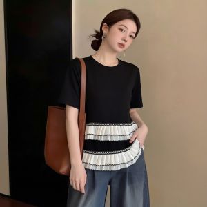 AIYITI | Ruffle Trim Plus Size Summer T-shirt