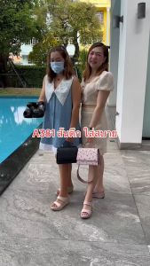 4 เปารองเท้า รองเท้าเเฟชั่นผู้หญิงเเบบเเตะสวมส้นตัน No. A381  NE&NA Collection เพื่อผู้ชายศัลยกรรม