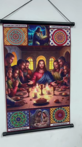 Sacred Life of Jesus Wall Scroll The Last Supper Nativity Prayer Scenes Catholic Christian Home Decor Religious Wall Art Gift for Filipino Family Church & Home Blessing