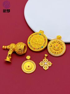 สร้อยคอจี้รูปสัตว์ปีกันหยุดทองชุบทองแดง จี้โลหะผสมทรงกลม ห้อยสร้อยคอสตรี สัตว์ปีกันหยุดทอง ลวดลายดอกไม้