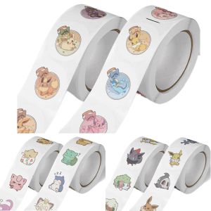 Bandai | 500pcs/Roll Cartoon Pokémones Stickers Kawaii Anime Eevee DIY Pvc Laptop Decals Decoration Stiker Children Reward Toy Girl Gift