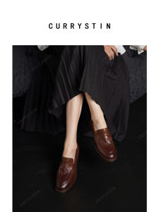 Brown Handmade Retro Womens Loafers Medium Heel Fashion Single Shoes British Style Large Size Thick Heel Comfortable Footwear