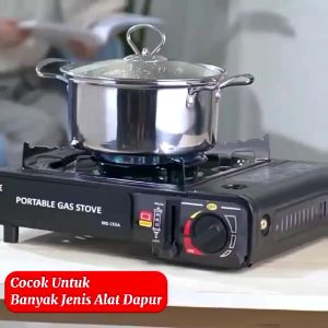 Kompor Gas Portable 2 In 1 MYVO Kaleng Dan LPG Kompor Camping 1 Tungku Stainless Steel