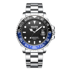 Mark Fairwhale 5140 Mens Watch Luminous Business Date Rotating Timer Waterproof Fashion Stainless Steel Quartz Wristwatch