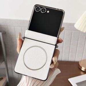 szhaiyu | Luxury PU Leather for Magsafe Magnetic Phone Case for Samsung Galaxy Z Flip 8 7 Flip8 Flip7 Hinge Full-protect Shockproof Cover