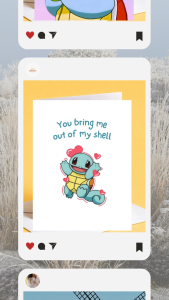 Squirtle Pokemon Cute Love Card Funny Romantic Card Gift for Girlfriend Boyfriend