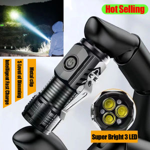 Portable Flashlight LED Mini Flashlight Super Bright Waterproof Original Flashlight Military Long Battery Life Handheld Concentrating Light Long-range Zoom Tactical Built-in Battery Torch Household Outdoor Hiking Emergency Imported Camping Lights