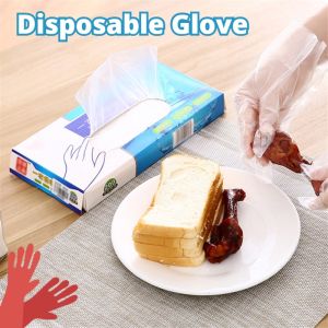 200pcs Disposable Transparent Glove Removable Food Sanitary Plastic PE Gloves Household Baking Glove