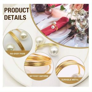 6/12pcs Nordic Napkin Rings & Metal Pearl Napkin Buckles: Perfect Table Decor for Weddings
