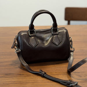 BeeGreen Women Genuine Leather Small Handbag Vintage Luxury Mini Boston Bag Elegant Shoulder Bag Versatile Sling Bag