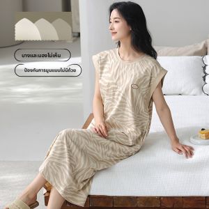 MiiOW | ชุดนอนผู้หญิงผ้าฝ้ายแท้เซ็กซี่ ทรงหลวม ใส่สบาย แขนสั้น กระโปรงยาวปานกลาง เสื้อผ้าใส่อยู่บ้าน ฤดูร้อน 2025 ใหม่