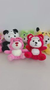 [HÌNH CLIP THẬT] Đồ chơi Móc khoá Gấu bông Gấu trúc đội mũ Gấu dâu Phụ kiện đeo Balo Túi xách Nhồi bông 20 21