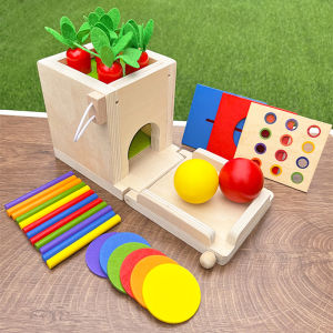 Đồ Chơi Giáo Dục Montessori Cho Trẻ Em 4 Trong 1 Hộp Mục Tiêu Ném Bóng Hộp Rắc Cỏ Dại Hộp Bận Rộn Hộp Đồ Chơi Giáo Dục