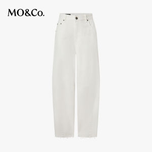 MO&Co. | Special Dyeing Full Cotton Low Rise Slit Frayed Jeans