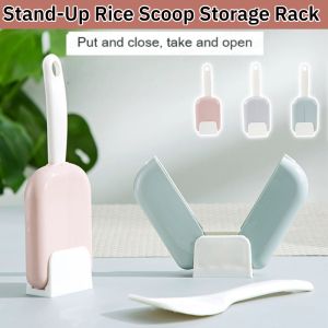 Stand-Up Rice Scoop Storage Rack Automatic Opening And Closing Dust Cover For Rice Scoop Set