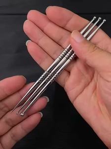 (N) 1/3PC Acupuncture Double Head Face Ear Massage Tool Steel Acupressure Pen Ear & Body Acupoint Probe For Muscle Soothing