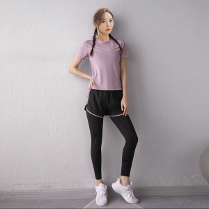 Professional High-End Womens Running Sport Set Quick Dry Breathable Yoga Clothes for Morning Run in Gym Summer Collection