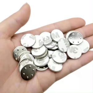 60pcs 17mm Collar Pin Magnet/Round Magnets Badge/Magnet Collar Pin Tag Button Holders Brooch/Nickle Coated Magnetic Name Plate Tag Badge Round with 3M Adhesive Backing.