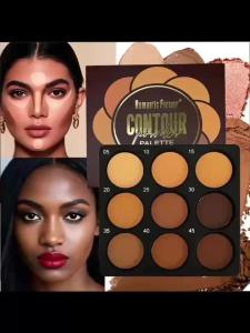Bảng Phấn Trang Điểm 9 Trong 1 Dành Cho Tông Da Tối Màu Kem Che Khuyết Điểm Không Thấm Nước Contour Bronzer Matte Wheat Trang Điểm Cho Phụ Nữ 9 Sắc Thái