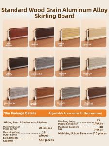 BEIQIVI | Wood Grain Water Resistant Thin Aluminum Skirting Board