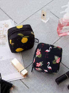 Fashion Print Lipstick Cosmetic Bag Sanitary Napkin Storage Small Bag Portable Change Organizing Folders Earphone Key Sundry Bag