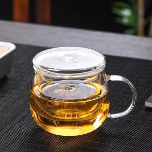 Filtering Teacup with Handle and Lid Flower Tea Glass Cup