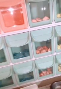 MUMU Style Desktop 4 Bins Modular Tip-Out Bins Interlocking Stackable Flip Boxes Tilt Bin Craft Room Storage Organizer