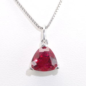 Multi-Color Fat Triangle Shape Ruby and Sapphire Pendant Necklace for Women Red & Pink & Rose Red & Royal Blue & Cornflower BlueS925 Sterling Silver