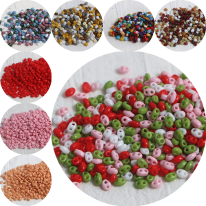 20 colors 2.5x5mm125pcs solid color pig nose double hole glass beads handmade bead DIY clothing embroidery accessories