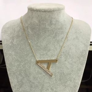 LUXUSSTEL CZ Letter M Pendant Necklace Trendy Style Gold Color High Quality Stainless Steel 26 Initial Collars Chains