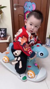 [Miễn ship] Ngựa bập bênh chòi chân 2in1 cho bé có nhạc và đèn bảo hành 6 tháng