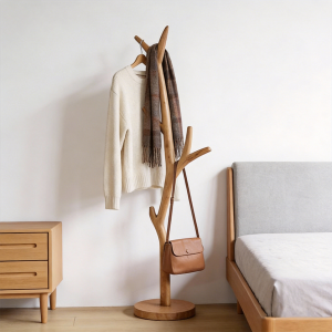 Japanese Simple Wooden Free-standing Clothes Rack