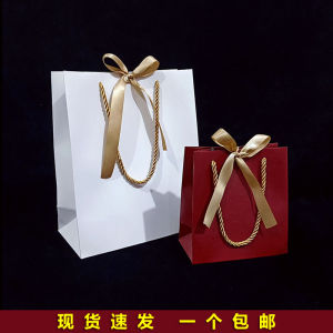 Customizable Pure Color Silk Ribbon Handbag with Logo Print for Jewelry and Clothing Packaging Small Box Gift Bag