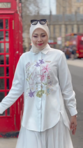 MDLY Baju Atasan Wanita / Kemeja Casual Wanita Motif Signature Print / Kenzy Signature Shirt by MDLY