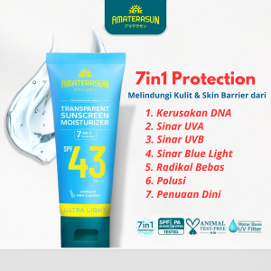 Amaterasun Transparent Sunscreen Moisturizer Gel SPF 43 PA+++ Suncreen Wajah Sunblock Transparan
