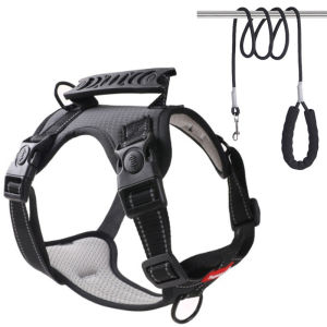 Adjustable No-Pull Dog Harness Vest With Reflective Straps Breathable Mesh Fabric For Small/Medium/Large Dogs