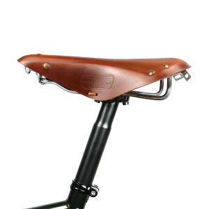 Retro Cowhide Leather Bike Saddle Wide Comfort Pressure Relief Shock Absorbing Bicycle Seat Vintage for City Cruiser Road E-Bike