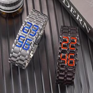 Student Couple Universal LED Lava Watch Metal Chain Fashion Casual Electronic Watch