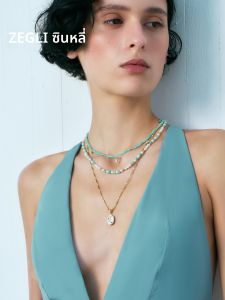 สร้อยคอโซ่กระดูกไหปลาร้า ZEGL Rainbow Dopamine โซ่ไข่มุกชั้นในสำหรับผู้หญิง เครื่องประดับสุดหรูสำหรับชายหาด เครื่องประดับแฟชั่นสุดเก๋