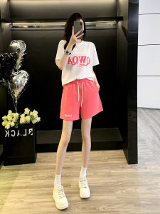 ชุดสองชิ้นแฟชั่นสั้นแขนสั้นพิมพ์ลายฤดูร้อน ชุดกีฬาลำลอง ชุดเสื้อยืดผู้หญิง ชุดกระชับสัดส่วน ชุดทำงาน ชุดทำงาน ชุดทำงาน