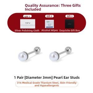 TFY | Hypoallergenic Titanium Pearl Stud Earrings