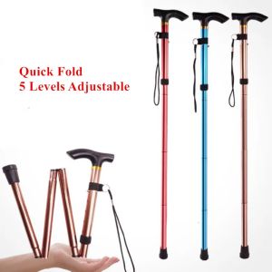 Multifunction Walking Stick Trekking Poles Telescopic Fold Crutches Hiking Stick Crutch Elderly Metal Stick Walking Cane Outdoor