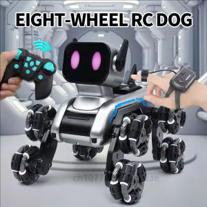 Intelligent remote control robot dog remote control toy children electric mechanical dog gift boy stunt eight-wheel fancy drift with LED special effects light built-in music