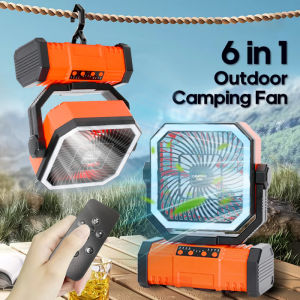 Multifunctional Outdoor Camping Fan Light Rechargeable Ceiling Fan with 3-speed Night Light and Power Bank Portable Fan