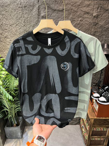 Fashionable Short Sleeve T-Shirt Mens Cotton Linen Embroidery Simple Personality Half Sleeve Trendy Versatile Body Shirt Trend