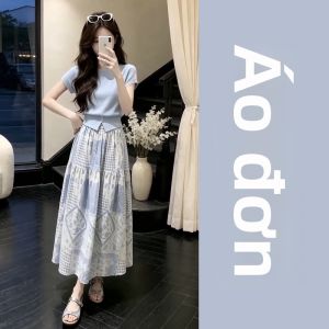 PEIZIXUAN | Bộ Đồ Đầm Mùa Hè Màu Xanh Thời Trang