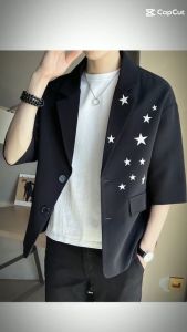 Áo vest áo vest nam tay lửng thiết kế họa tiết ngôi sao tạo điểm nhấn - H74